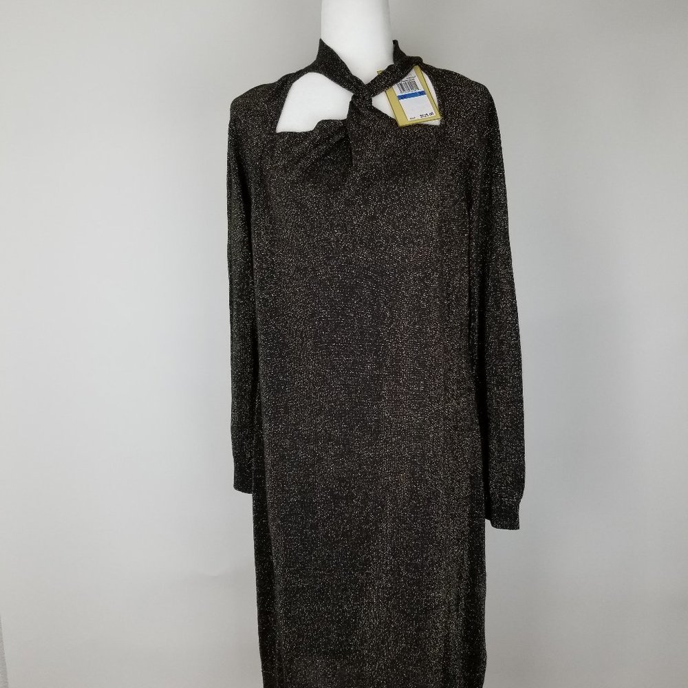 MIchael Kors Black/Gold Sweater Dress X Large